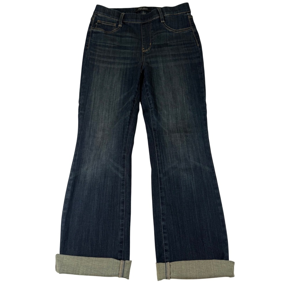 Judy Blue Slim Boot Jeans Womens 11/30 Dark Wash Cuffed Stretch Denim Pull On